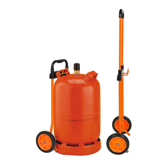 Devesa Carro Butano Telescópico con Asa Acero y Polipropileno, Ruedas EVA Ø140 mm, Dimensiones Plegado: 16 x 34 x 61 cm
