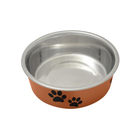 Nayeco Comedero Baltic para Perros y Gatos, Acero Inoxidable con Diseño de Huellas y Huesos, Base Antideslizante, 500 mL