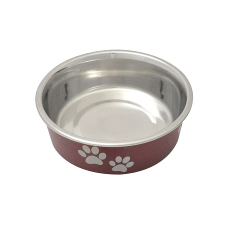 Nayeco Comedero Baltic para Perros y Gatos, Acero Inoxidable con Diseño de Huellas y Huesos, Base Antideslizante, 500 mL