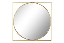 DKD Home Decor Espejo de Hierro y Cristal Dorado 85,5x85,5 cm