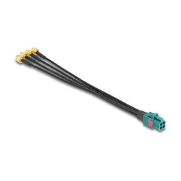 DeLOCK Cable Mini FAKRA Z Buchse cuadruple a 4 x SMA Stecker, 0,2 m, Negro, 50 Ω, hasta 20 GHz