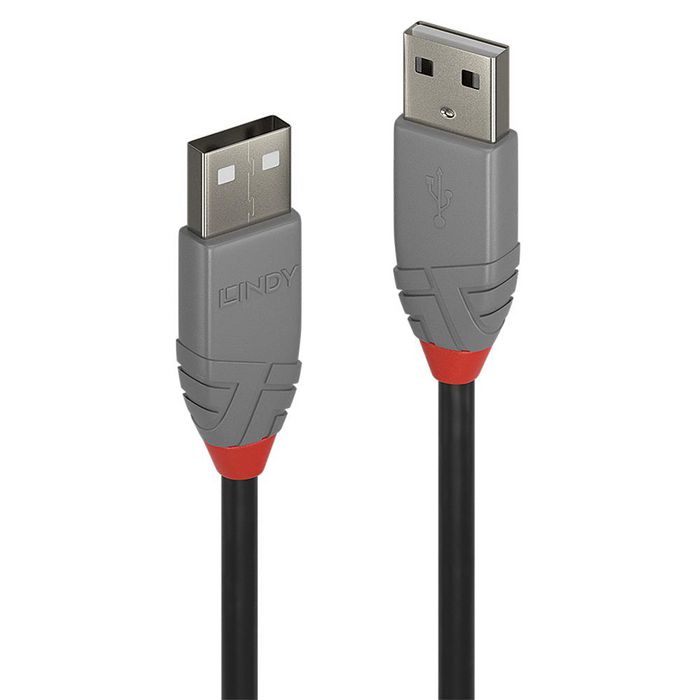 Lindy Cable USB 2.0 Tipo A a Tipo A 0,5 m Negro, Gris