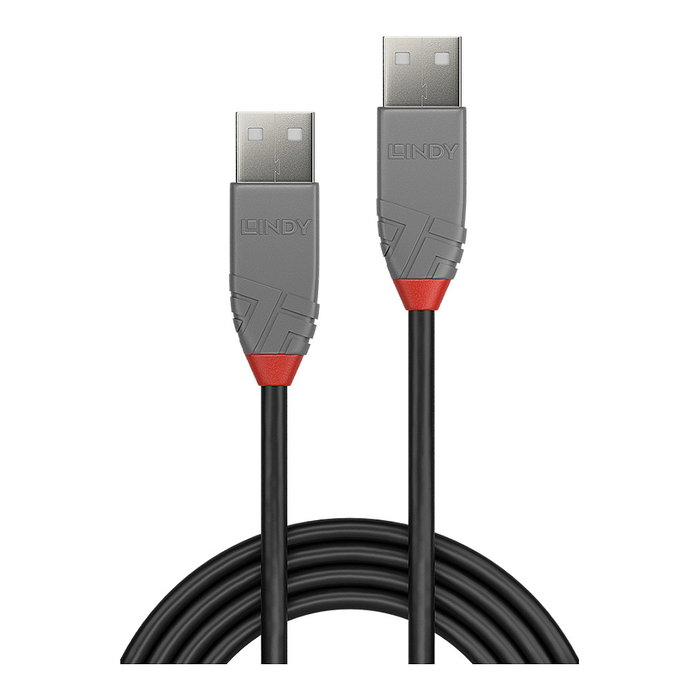 Lindy Cable USB 2.0 Tipo A a Tipo A 0,5 m Negro, Gris