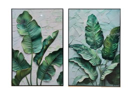 DKD Home Decor Cuadro de Palmera Pack de 2 (80x3,5x120 cm)