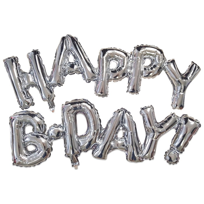 Party Time Globo Aluminio Happy Birthday con Cuerda Reutilizable para Decoración de Cumpleaños