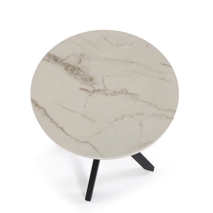 Mesa Auxiliar Redonda Efecto Mármol 40x50 cm - VERSA