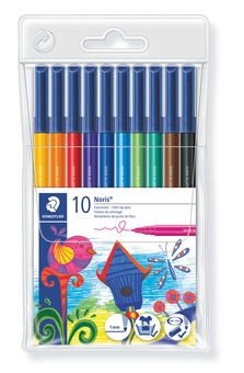 Staedtler Noris Club 326 Estuche de Rotuladores de 10 Colores Surtidos con Punta de Fibra 1 mm