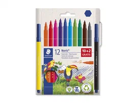 Staedtler Rotulador Noris 326 Punta Fina Cuerpo Hexagonal Caja 12 Unidades Colores Surtidos Anti-Secado