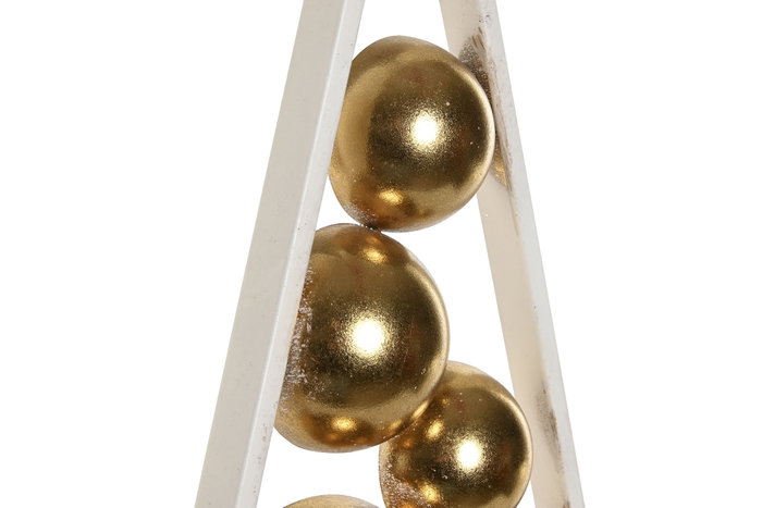 DKD Home Decor Decoración de Árbol de Metal Envejecido Dorado y Blanco