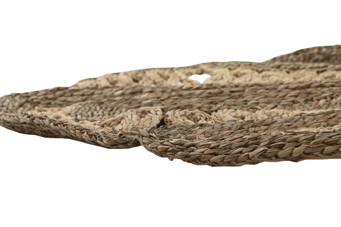 DKD Home Decor Alfombra Tropical Natural Seagrass Algodón 178 x 178 x 1.8 cm