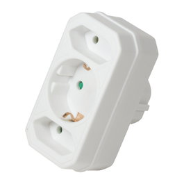 LogiLink Adaptador con 2 tomas Euro + 1 toma de seguridad, blanco