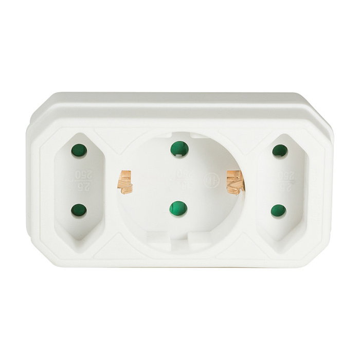 LogiLink Adaptador con 2 tomas Euro + 1 toma de seguridad, blanco