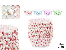 Kinvara Set 150 Moldes Papel Puntos 8 cm Surtidos Azul Lila Rojo Verde (Set de 48)