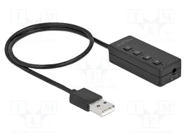 DeLOCK Adaptador USB para auriculares y micrófono con 2 x 3,5 mm Negro