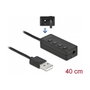 DeLOCK Adaptador USB para auriculares y micrófono con 2 x 3,5 mm, Negro