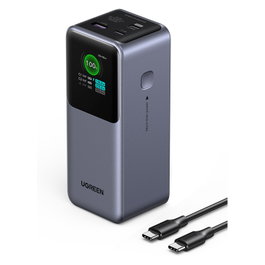 Ugreen Power Bank 20000mAh 130W, Carga Rápida PD, Gris, Carga Triple, Compatible con Teléfono y Portátil