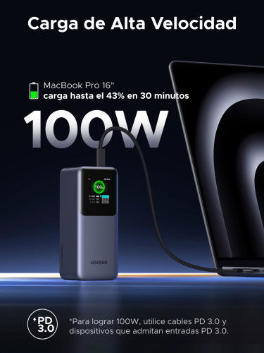 UGREEN 35524B Powerbank 20000mAh Carga Rápida 130W Litio Gris UGREEN 35524B Powerbank 20000mAh Carga Rápida 130W Litio Gris