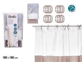 Cortina Ducha Berilo PEVA Transparente Beige 180x180 cm (Set de 12)