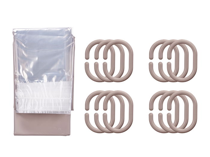 Cortina Ducha Berilo PEVA Transparente Beige 180x180 cm (Set de 12)