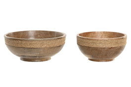 DKD Home Decor Set de 2 Centros de Mesa de Mango y Cuerda Natural