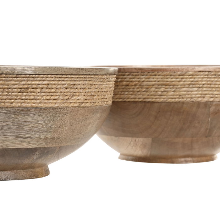 DKD Home Decor Set de 2 Centros de Mesa de Mango y Cuerda Natural