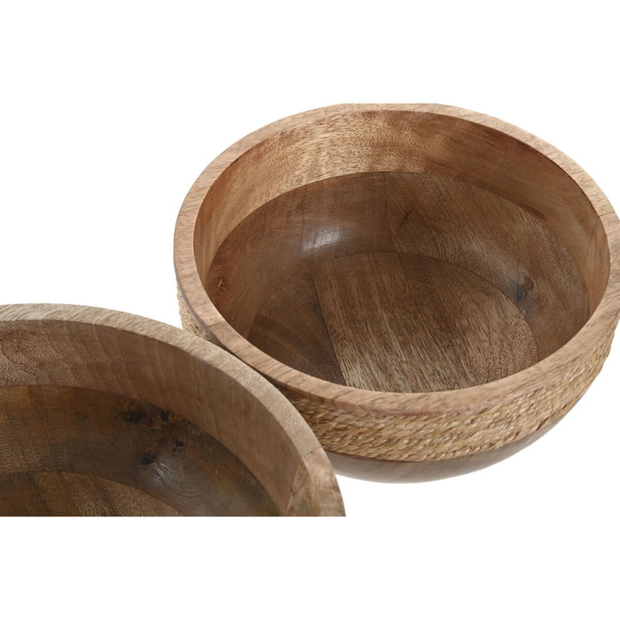 DKD Home Decor Set de 2 Centros de Mesa de Mango y Cuerda Natural