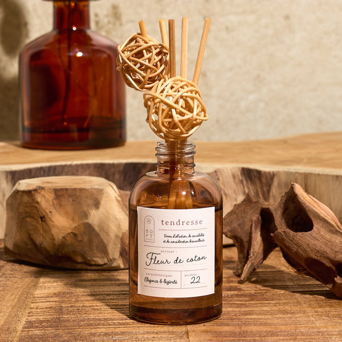 Home Deco Factory Difusor de Ambiente con Varillas 50 ml Aromas Cocooning - Ámbar, Sándalo o Algodón