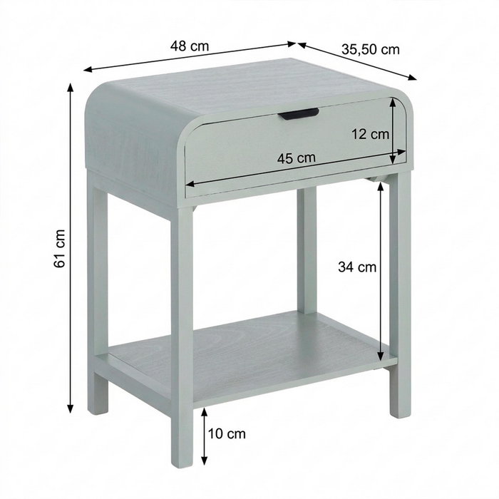 Mesita Verde Claro Dm 48 X 35,50 X 61 cm Mesita Verde Claro Dm 48 X 35,50 X 61 cm