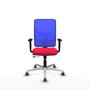 PIQUERAS Y CRESPO Silla de oficina Motilla con mecanismo Sincro/Traslack, Rojo y Azul