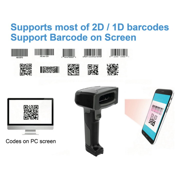 Equip Lector de códigos de barras portátil 351030 1D/2D Inalámbrico Negro