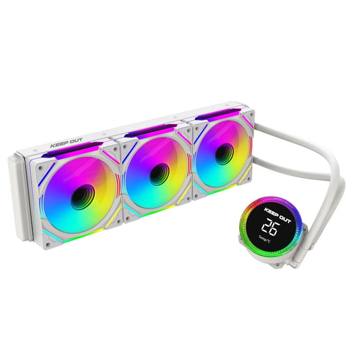 Keep Out XWC-360 PRO Kit Refrigeración Líquida CPU 360mm ARGB con Display, Compatible con Intel LGA1700/1200 y AMD AM5/AM4 - Blanco Keep Out XWC-360 PRO Kit Refrigeración Líquida CPU 360mm ARGB con Display, Compatible con Intel LGA1700/1200 y AMD AM5/AM4 - Blanco