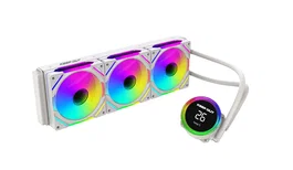 KeepOut Kit de Refrigeración Líquida XWC-360 PRO Blanco, 3 Ventiladores ARGB de 12 cm, para Intel LGA1700/1200 y AMD AM5/AM4, con Pantalla de Temperatura