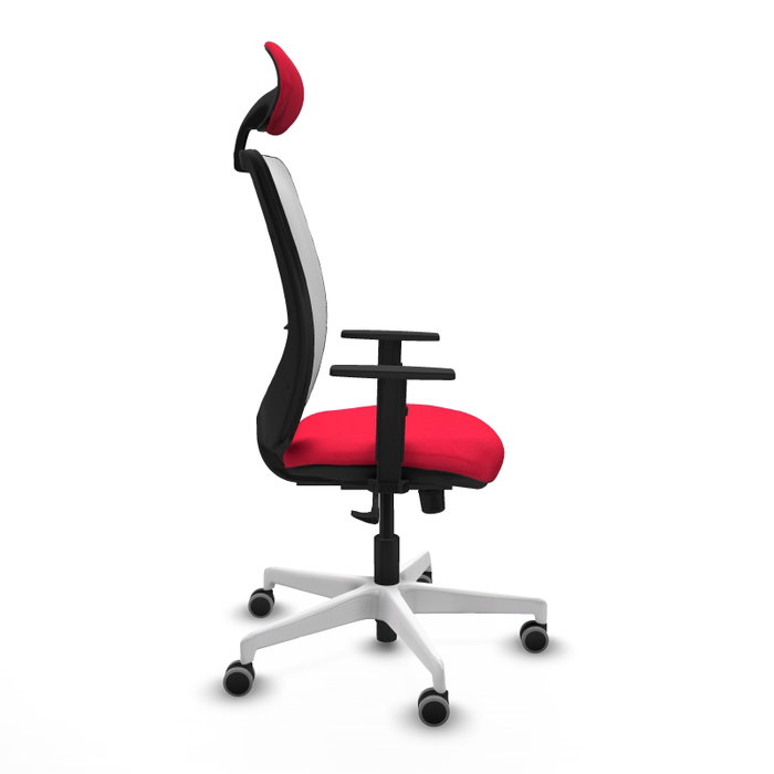 PIQUERAS Y CRESPO Silla de oficina Zulema con mecanismo Sincro, Tela Roja y Malla Blanca PIQUERAS Y CRESPO Silla de oficina Zulema con mecanismo Sincro, Tela Roja y Malla Blanca