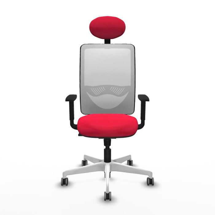 PIQUERAS Y CRESPO Silla de oficina Zulema con mecanismo Sincro, Tela Roja y Malla Blanca PIQUERAS Y CRESPO Silla de oficina Zulema con mecanismo Sincro, Tela Roja y Malla Blanca
