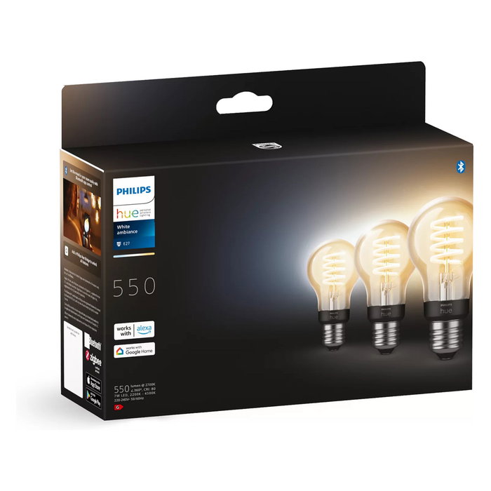 Philips Bombilla Inteligente White Ambiance E27 Filament 3erPack