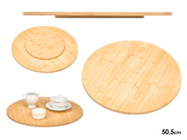 Kinvara Tabla Giratoria Redonda de Bambú 50,5 cm