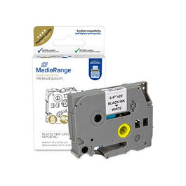 MEDIARANGE MRBTZ231 Cinta de etiquetas de 1,2 cm, Negro/Blanco