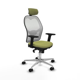 PIQUERAS Y CRESPO Silla de oficina Jorquera con mecanismo Sincro, Verde oliva y Blanco