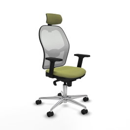 PIQUERAS Y CRESPO Silla de oficina Jorquera con mecanismo Sincro, Verde oliva y Blanco