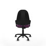 Silla de oficina Algarra con mecanismo Contacto permanente básico tapizada con Similpiel color Morado. Equipada con Base poliamida negra, Brazos fijos y Ruedas autofrenantes