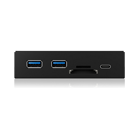 ICY BOX IB-HUB1417-i3 Hub con 2 x SuperSpeed USB 3.0 y 1 x USB-C, Lector de Tarjetas MicroSD/SD, Color Negro