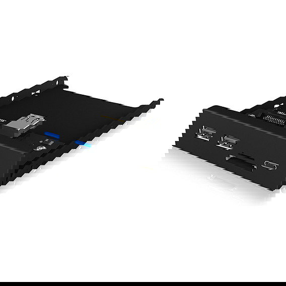 ICY BOX IB-HUB1417-i3 Hub con 2 x SuperSpeed USB 3.0 y 1 x USB-C, Lector de Tarjetas MicroSD/SD, Color Negro