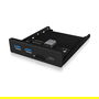 ICY BOX IB-HUB1417-i3 Hub con 2 x SuperSpeed USB 3.0 y 1 x USB-C, Lector de Tarjetas MicroSD/SD, Color Negro