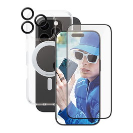 PanzerGlass Protector de Pantalla CARE 3 en 1 Cerámico para iPhone 16 Pro, Kit de Aplicación en Seco Sin Burbujas, Antihuellas y Resistentes a Rayones y Golpes