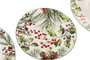 DKD Home Decor Vajilla Navidad Tradicional Acebo Verde Blanco 25x25x2 cm Set 18