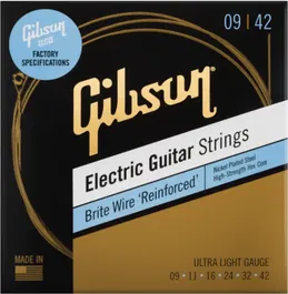 Gibson Juego Eléctrica Nickel Brite Wire "Reinforced" Ultra Light 9-42 Guitarra