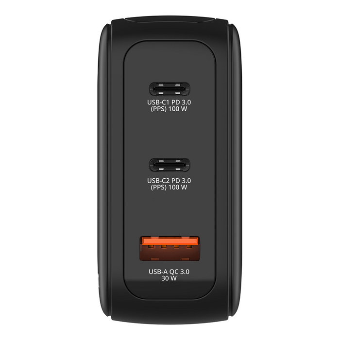 Verbatim Mini GaN Charger 100W con pantalla TFT y 3 puertos (EU/UK/US) de color Negro
