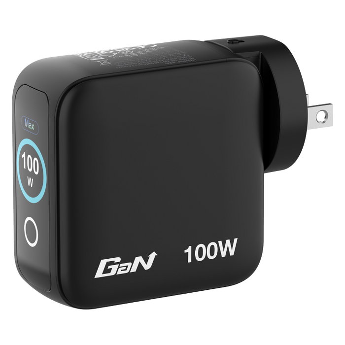 Verbatim Mini GaN Charger 100W con pantalla TFT y 3 puertos (EU/UK/US) de color Negro