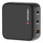 Verbatim Mini GaN Charger 100W con pantalla TFT y 3 puertos (EU/UK/US) de color Negro