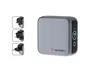 Verbatim Mini GaN Charger 100W con pantalla TFT y 3 puertos (EU/UK/US) de color Negro